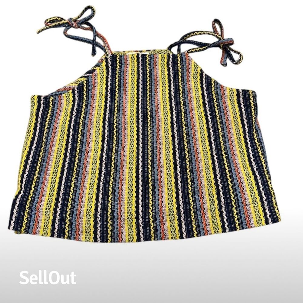 Madewell Women's Tie-Shoulder Tank Top‎ Multicolor Striped Size L